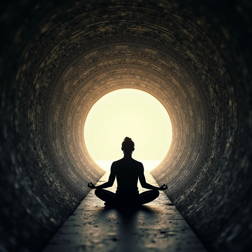 Eine Frau, perfekt in ihrer inneren Mitte